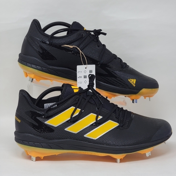 adidas Adizero Afterburner 8 Black Yellow Baseball Cleats H00974 Mens Sz Multi - Picture 1 of 11
